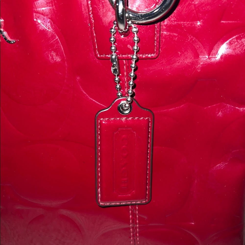 Coach Embossed Burgundy Patent Leather Bag AND Wallet/Wristlet Style F17728 - Picture 7 of 13